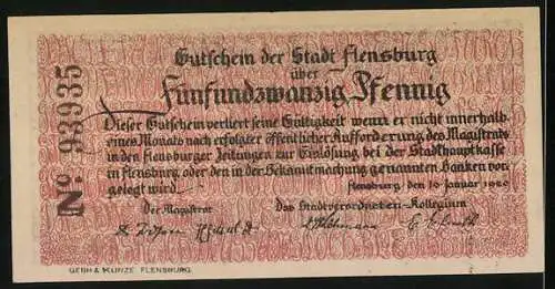 Notgeld Flensburg 1920, 25 Pfennig, Eine Seite gewinnt das Tauziehen