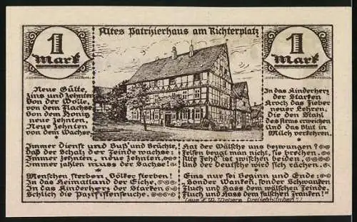 Notgeld Nieheim i. Westfalen 1921, 1 Mark, Stadtwappen