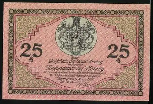 Notgeld Ohrdruf 1921, 25 Pfennig, Kirche St. Michael