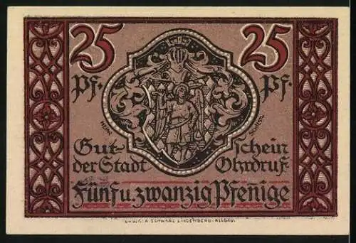 Notgeld Ohrdruf 1921, 25 Pfennig, Rathaus