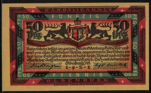 Notgeld Oldenburg 1921, 50 Pfennig, Bauern und edle Rösser
