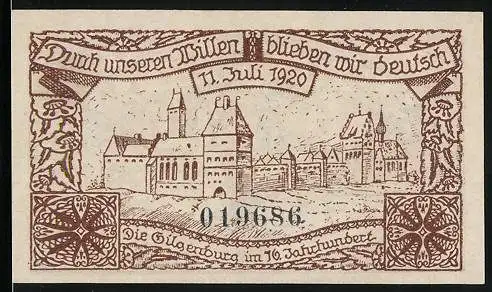 Notgeld Gilgenburg /Ostpr. 1920, 10 Pfennig, Die Gilgenburg im 16. Jahrhundert