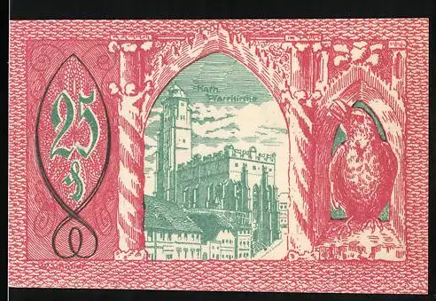 Notgeld Patschkau 1921, 25 Pfennig, Katholische Pfarrkirche