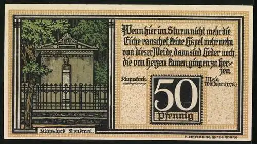 Notgeld Quedlinburg 1921, 50 Pfennig, Schloss von der Südseite