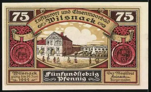 Notgeld Wilsnack, 75 Pfennig, Bischof reitet nach Plattenburg