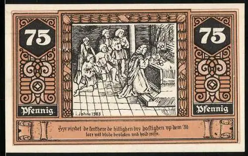 Notgeld Wilsnack, 75 Pfennig, Die Heiligen Drei Hostien auf dem Altar