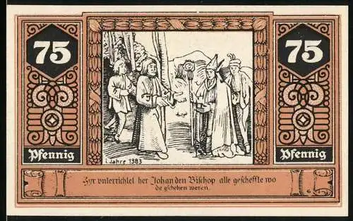 Notgeld Wilsnack, 75 Pfennig, Johan und der Bischof