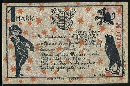 Notgeld Ennigerloh 1921, 1 Mark, Ortspartie, Wappen