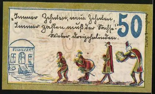 Notgeld Ennigerloh 1921, 50 Pfennig, Finanzamt, Wappen