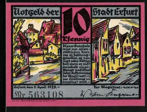 Notgeld Erfurt 1920, 10 Pfennig, Partie am Dämmchen