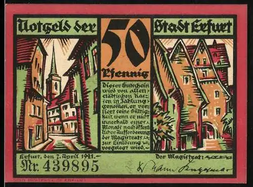 Notgeld Erfurt 1921, 50 Pfennig, Dom, Severi- und Predigerkirche