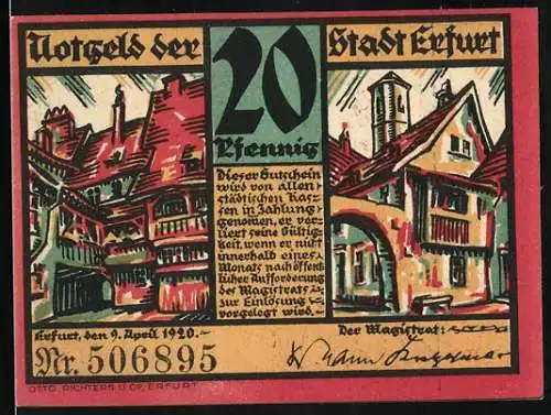 Notgeld Erfurt 1920, 20 Pfennig, Alte Universität und Michaeliskirche