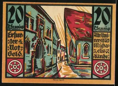 Notgeld Erfurt 1920, 20 Pfennig, Alte Universität und Michaeliskirche