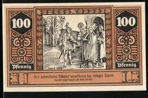 Notgeld Wilsnack 1922, 100 Pfennig, Bischof, Ortspartie