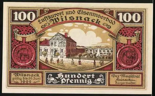 Notgeld Wilsnack 1922, 100 Pfennig, Bischof, Ortspartie