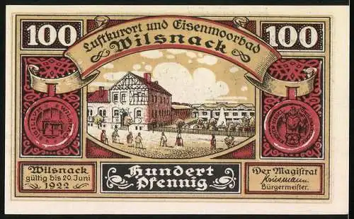 Notgeld Wilsnack 1922, 100 Pfennig, Heiliges Sakrament, Ortspartie