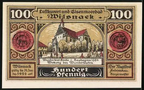 Notgeld Wilsnack 1922, 100 Pfennig, Johann und der Bischof