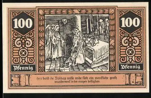 Notgeld Wilsnack 1922, 100 Pfennig, Betender Bischof