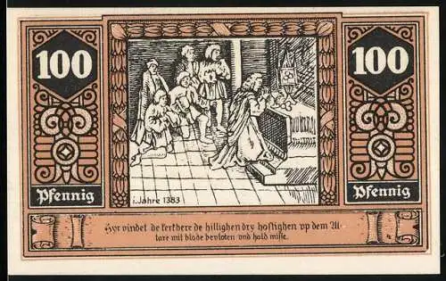 Notgeld Wilsnack 1922, 100 Pfennig, Betende Männer, Wunderblut-Kirche