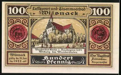 Notgeld Wilsnack 1922, 100 Pfennig, Wunderblutkirche