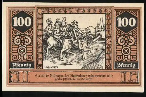 Notgeld Wilsnack 1922, 100 Pfennig, Bischof zu Pferd
