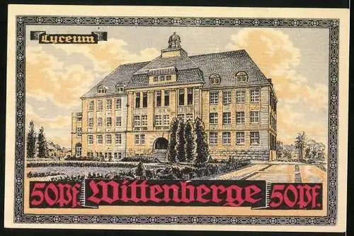 Notgeld Wittenberge, 50 Pfennig, Wappen, Lyceum