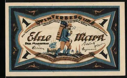 Notgeld Winterberg i. W., 1 Mark, Ortsansicht aus der Vogelschau