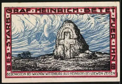 Notgeld Wittenburg i. Mecklenburg 1922, 199 Pfennig, Wappen, Gedenkstein