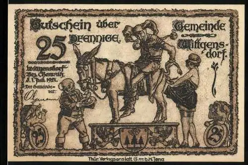 Notgeld Wittgensdorf 1921, 25 Pfennig, Amor führt junge Frauen