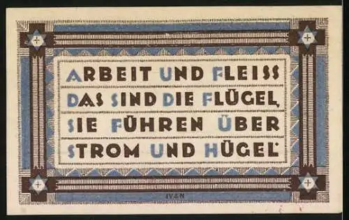 Notgeld Heede /Bez. Hemdingen 1921, 25 Pfennig, Ornamente mit Stern und Kreuz, Arbeit und Fleiss...