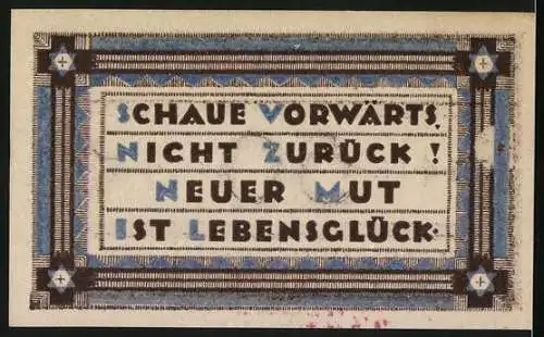 Notgeld Heede /Bez. Hemdingen 1921, 50 Pfennig, Ornamente mit Stern und Kreuz, Schaue vorwärts...