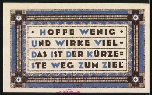 Notgeld Heede /Bez. Hemdingen 1921, 50 Pfennig, Ornamente mit Stern und Kreuz, Hoffe wenig...