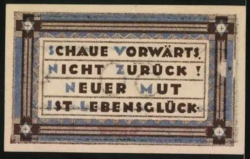 Notgeld Heede /Bez. Hemdingen 1921, 50 Pfennig, Ornamente mit Stern und Kreuz, Schaue vorwärts...