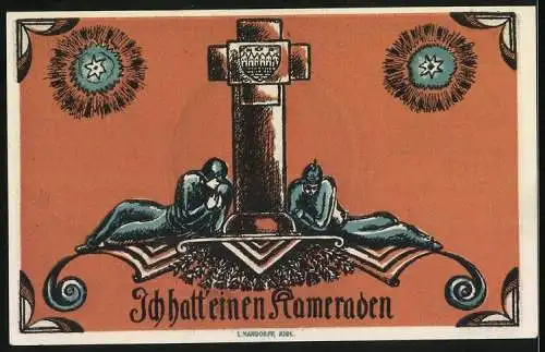 Notgeld Heiligenhafen /Holstein 1922, 1 Mark, 50 Jahre Militärverein, Kriegerdenkmal