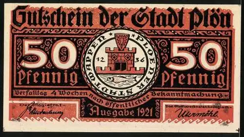 Notgeld Plön 1921, 50 Pfennig, Wappen, Wendenkrieg: Krutos Hausfrau wechselt die Seiten