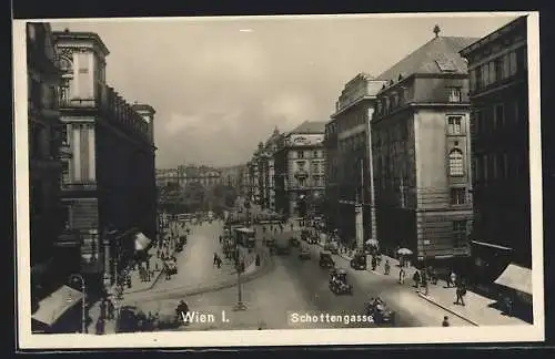 AK Wien, Strasse Schottengasse mit Strassenbahn