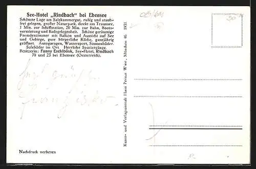 AK Ebensee, Rindbach, Pension Seehotel