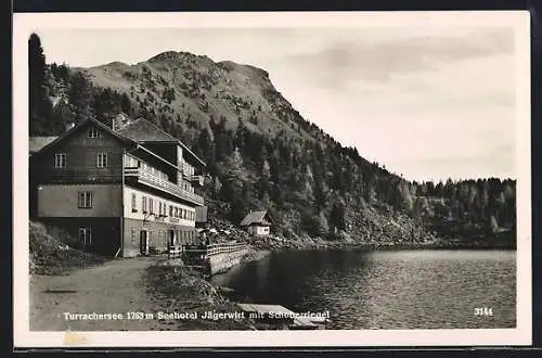 AK Turracherhöhe, Seehotel Jägerwirt mit Schoberriegel am Turrachersee