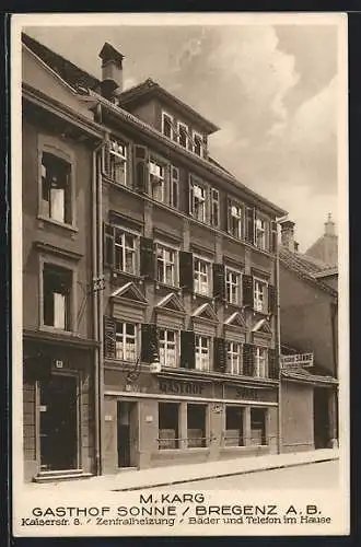 AK Bregenz, Gasthof Sonne v. M. Karg in der Kaiserstr. 8