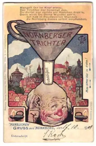 Mechanische-AK Nürnberg, Nürnberger Trichter, Ortsansicht