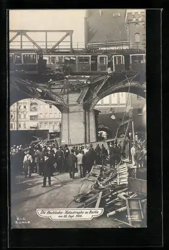 AK Berlin, Eisenbahnkatastrophe auf der Hochbahn am 26.9.1908, Gleisdreieck