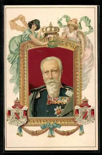 Passepartout-Lithographie Grossherzog Friedrich von Baden