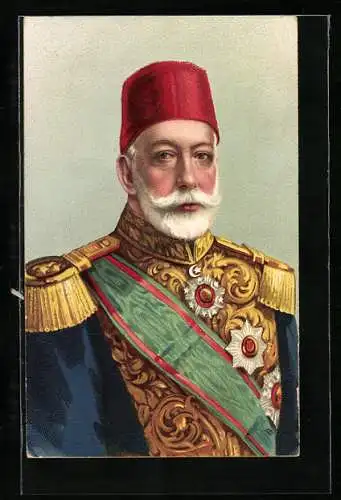 Künstler-AK Mehmed V. in Uniform