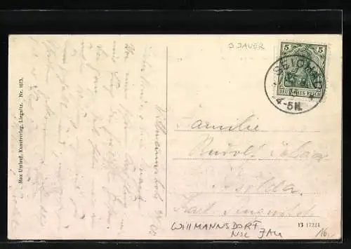 AK Willmannsdorf, Hochberg mit Spaziergängern