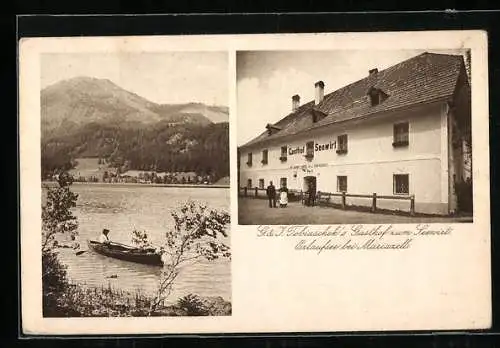 AK Mariazell, Erlaufsee, Gasthof zum Seewirt, Ruderpartie