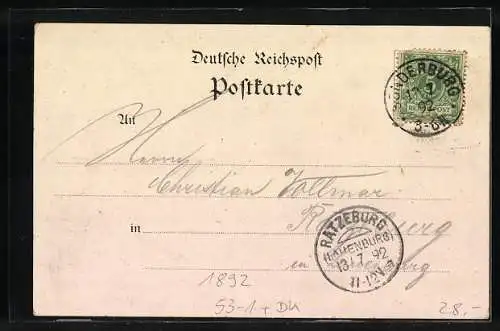 Vorläufer-Lithographie Düppeler Schanzen, 1892, Düppel-Denkmal, Düppel-Mühle, Pontonbrücke Sonderburg