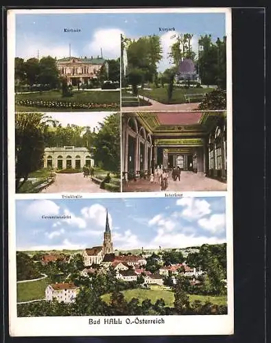 AK Bad Hall, Trinkhalle, Kurhaus und Ortsansicht