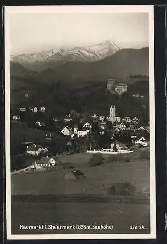 AK Neumarkt i. Steiermark, Ortsansicht mit alter Burg