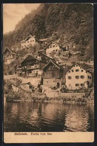 AK Hallstatt, Ortsansicht vom See aus