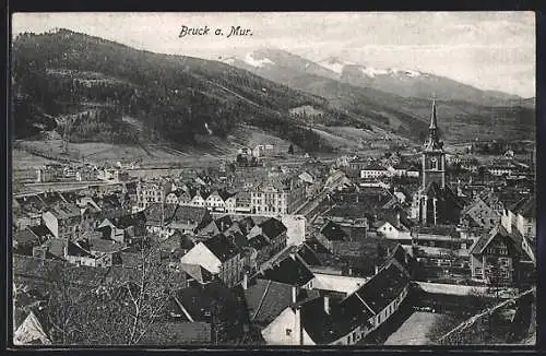 AK Bruck a. Mur, Ortsansicht mit Kirche